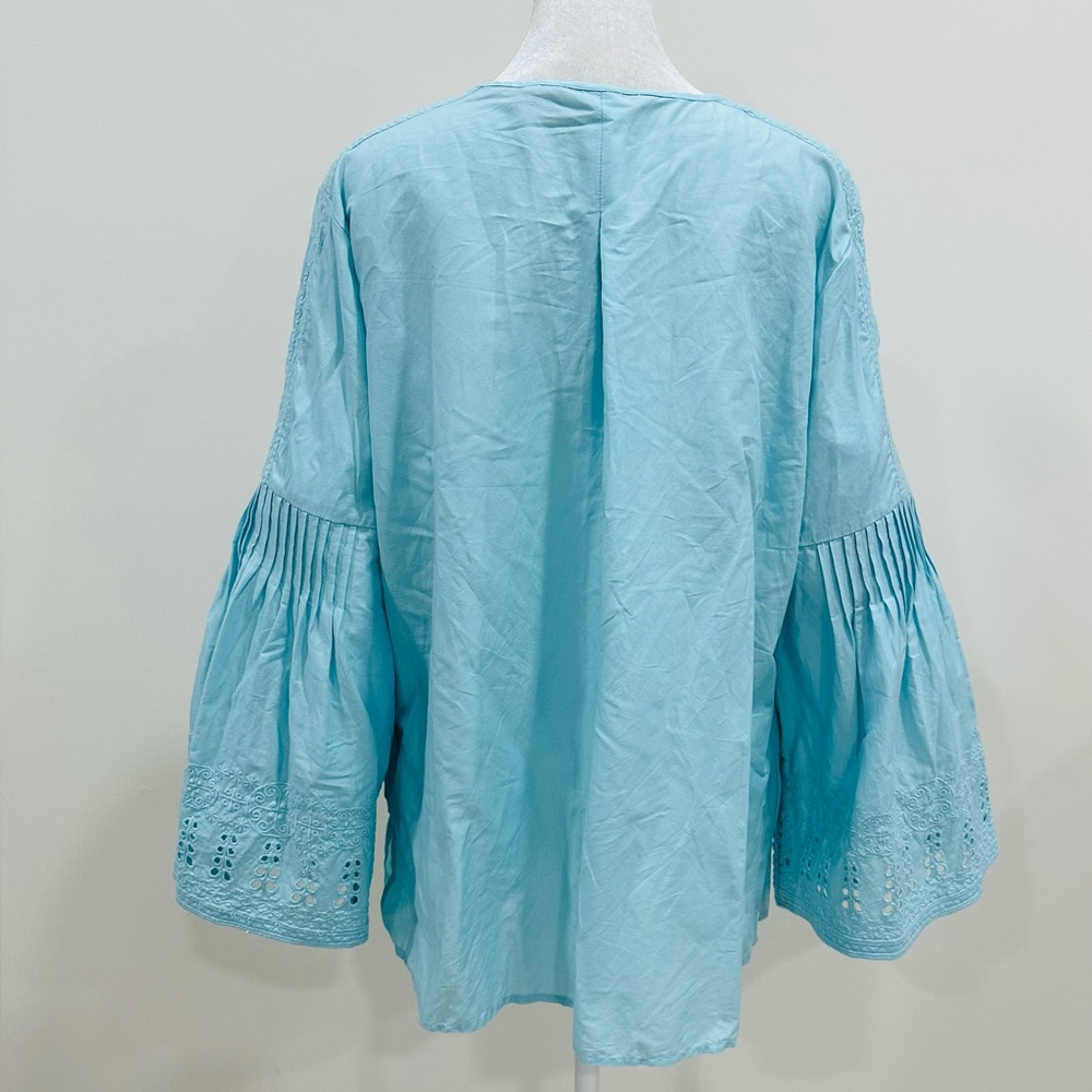 Soft Surroundings Heloise Eyelet Sleeve Blue Tunic Size L - Picture 8 of 13